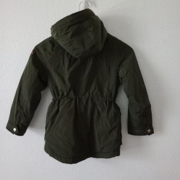 Abercrombie kids Little Girls dark Olive green puffer hooded jacket full zip - Picture 6 of 9
